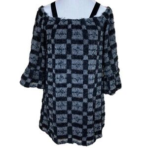 VOOM By Joy Han Gray And Black Off Shoulder Dress Size XS